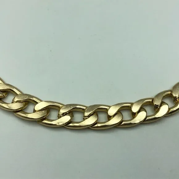 RETRO Gold Tone Curb Link Chain Necklace, Power Dressing Unisex 1980s Style - Picture 3 of 11
